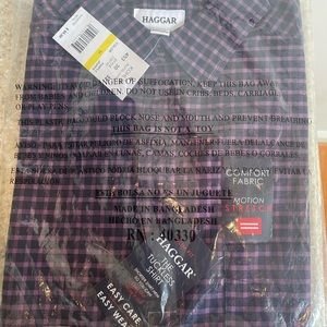Haggar Men’s long-sleeve dress shirt - purple jasper, size M
